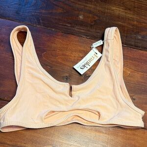 Frankie's Bikinis Light Peach Ribbed Cole Top Size XL